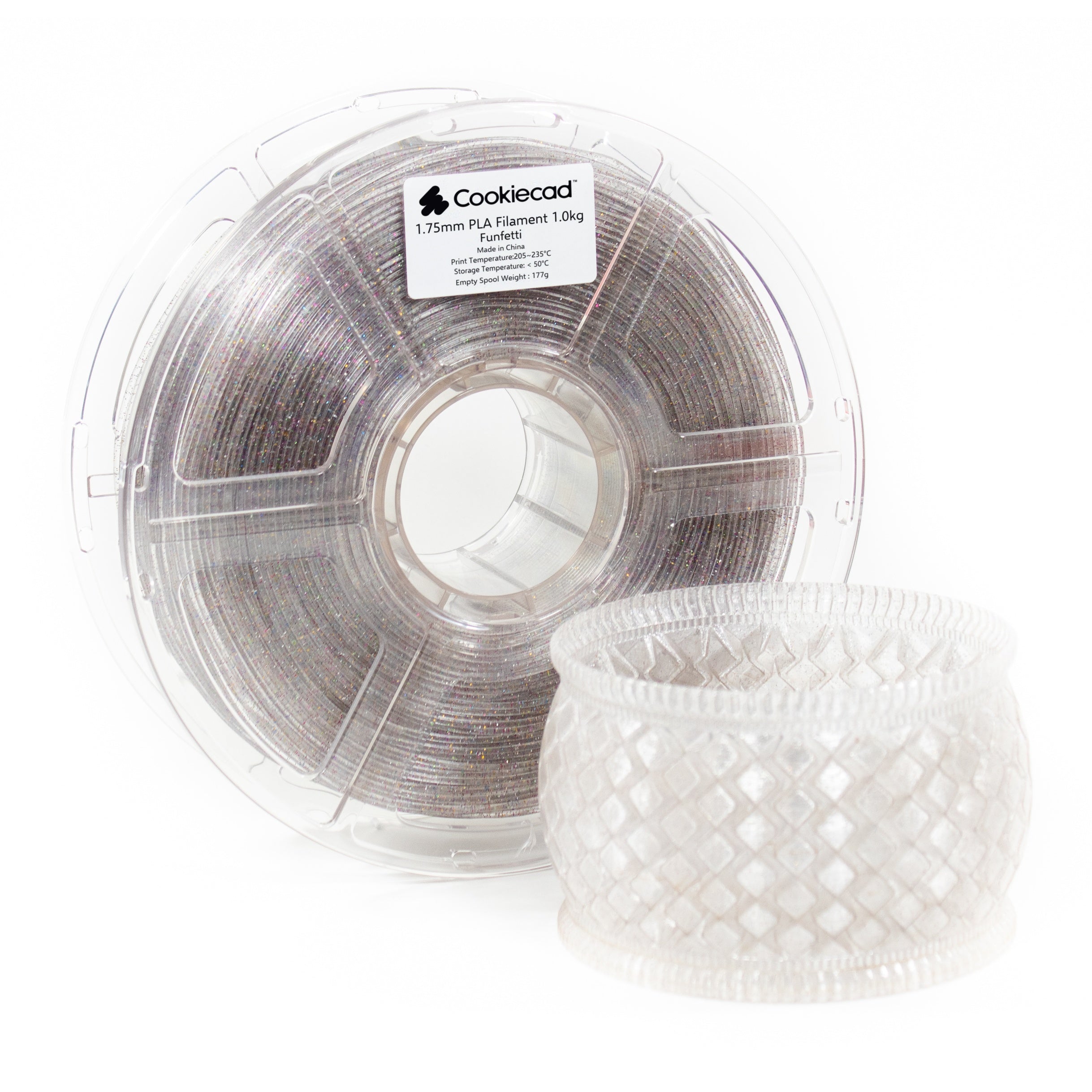 Funfetti Clear with Rainbow Glitter PLA Filament 1.75mm, 1kg