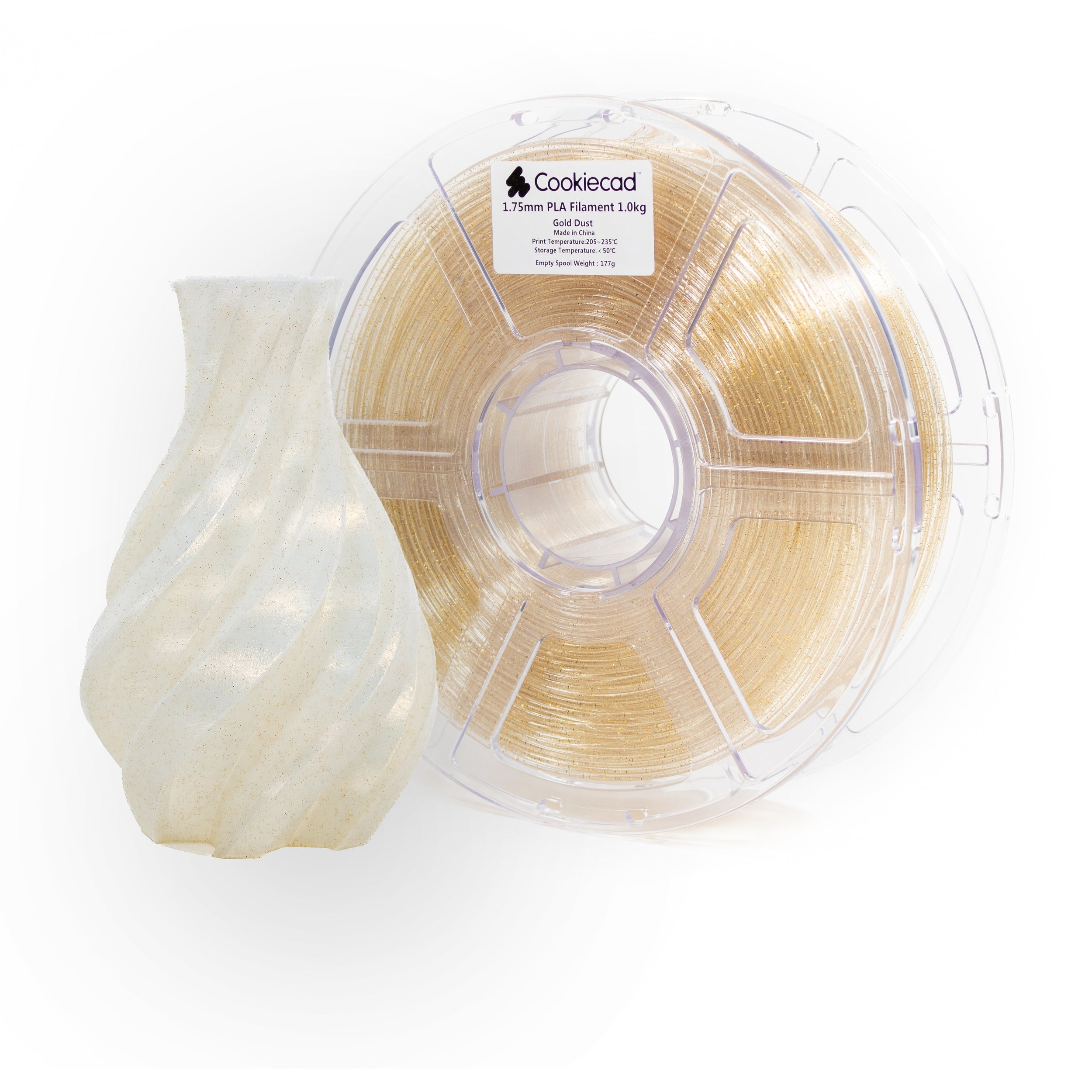 Gold Dust Clear with Gold Glitter PLA Filament 1.75mm, 1kg