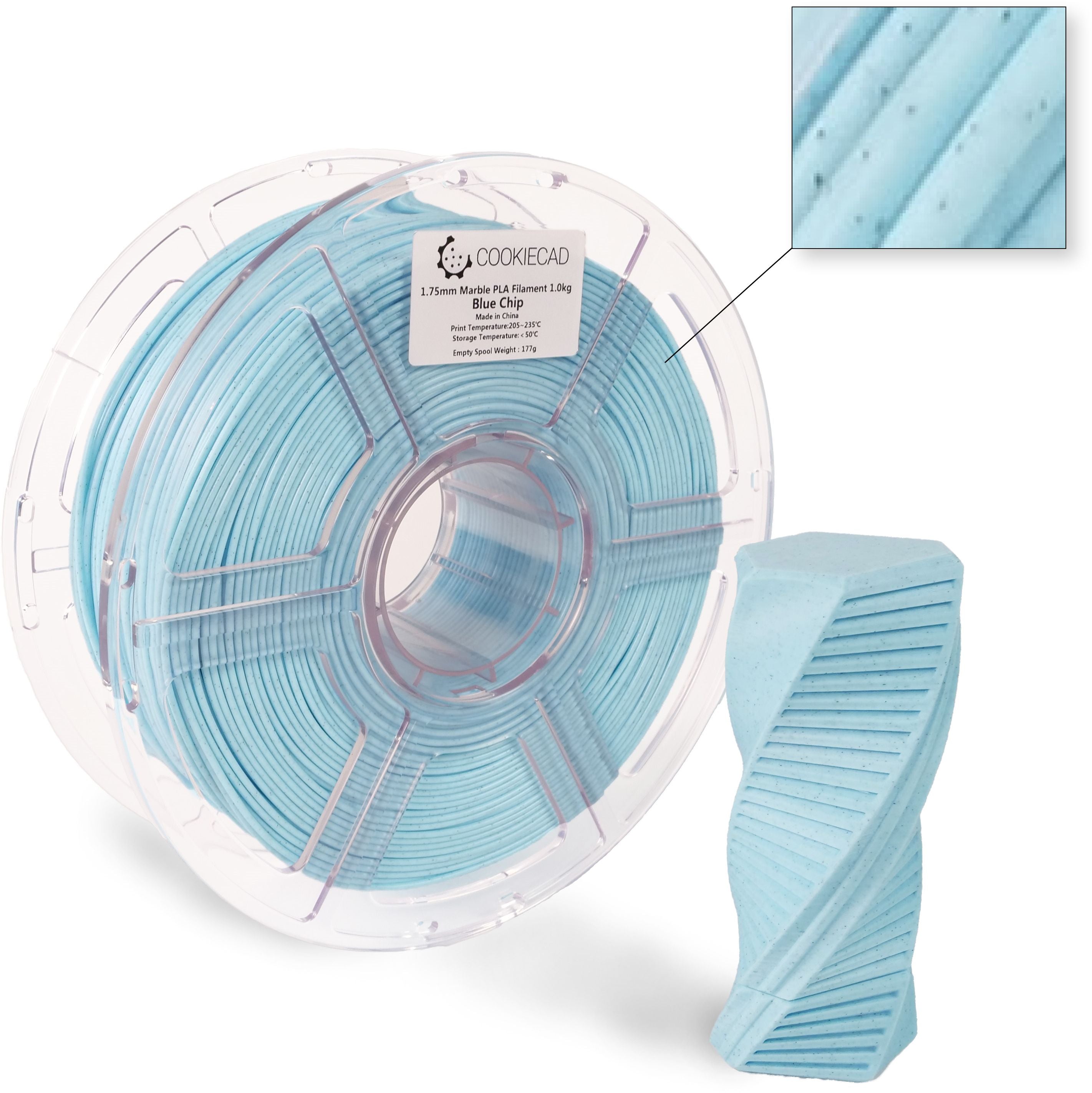 Blue Chip Marble PLA Filament 1.75mm, 12 x 1kg