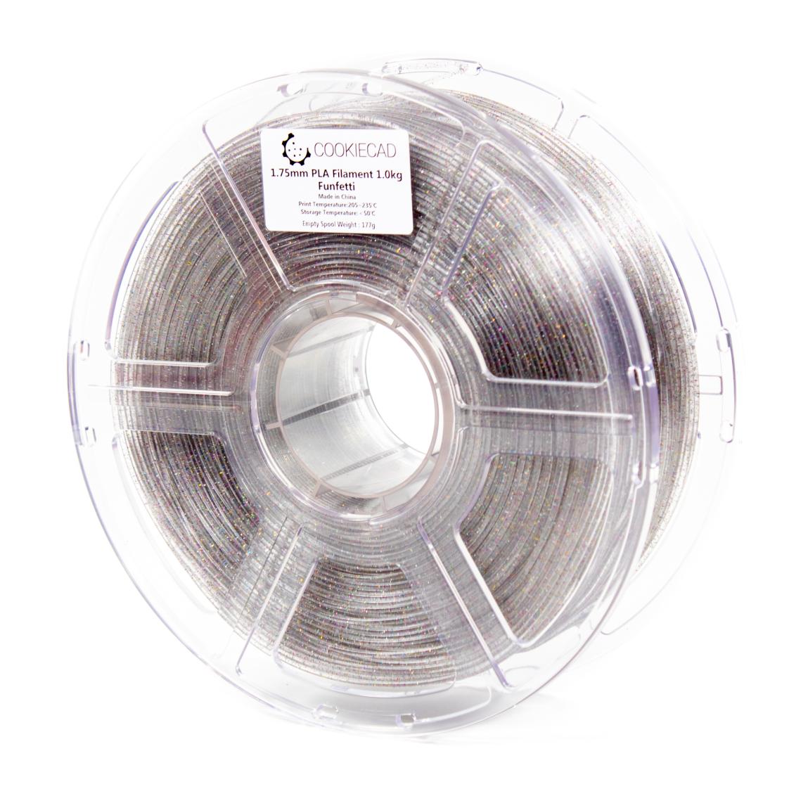 Funfetti Clear with Rainbow Glitter PLA Filament 1.75mm, 1kg