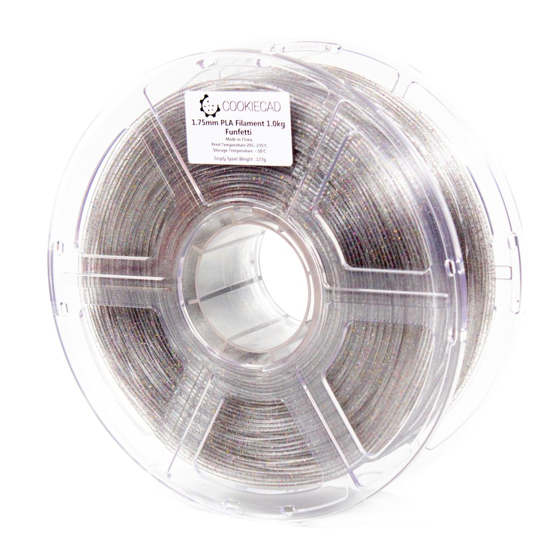 Funfetti Clear with Rainbow Glitter PLA Filament 1.75mm, 12 x 1kg