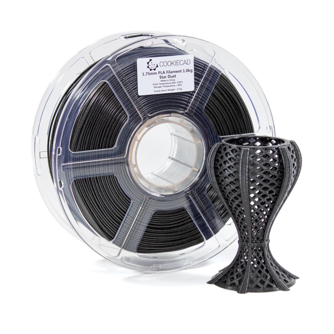 Star Dust Glitter Black PLA Filament 1.75mm, 12 x 1kg