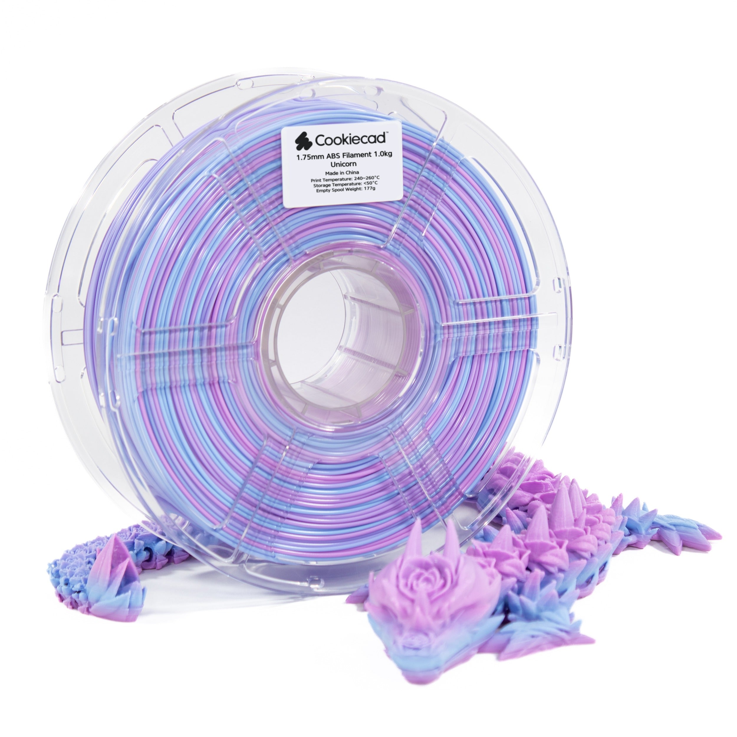 Cookiecad Unicorn ABS filament spool with a 3D print