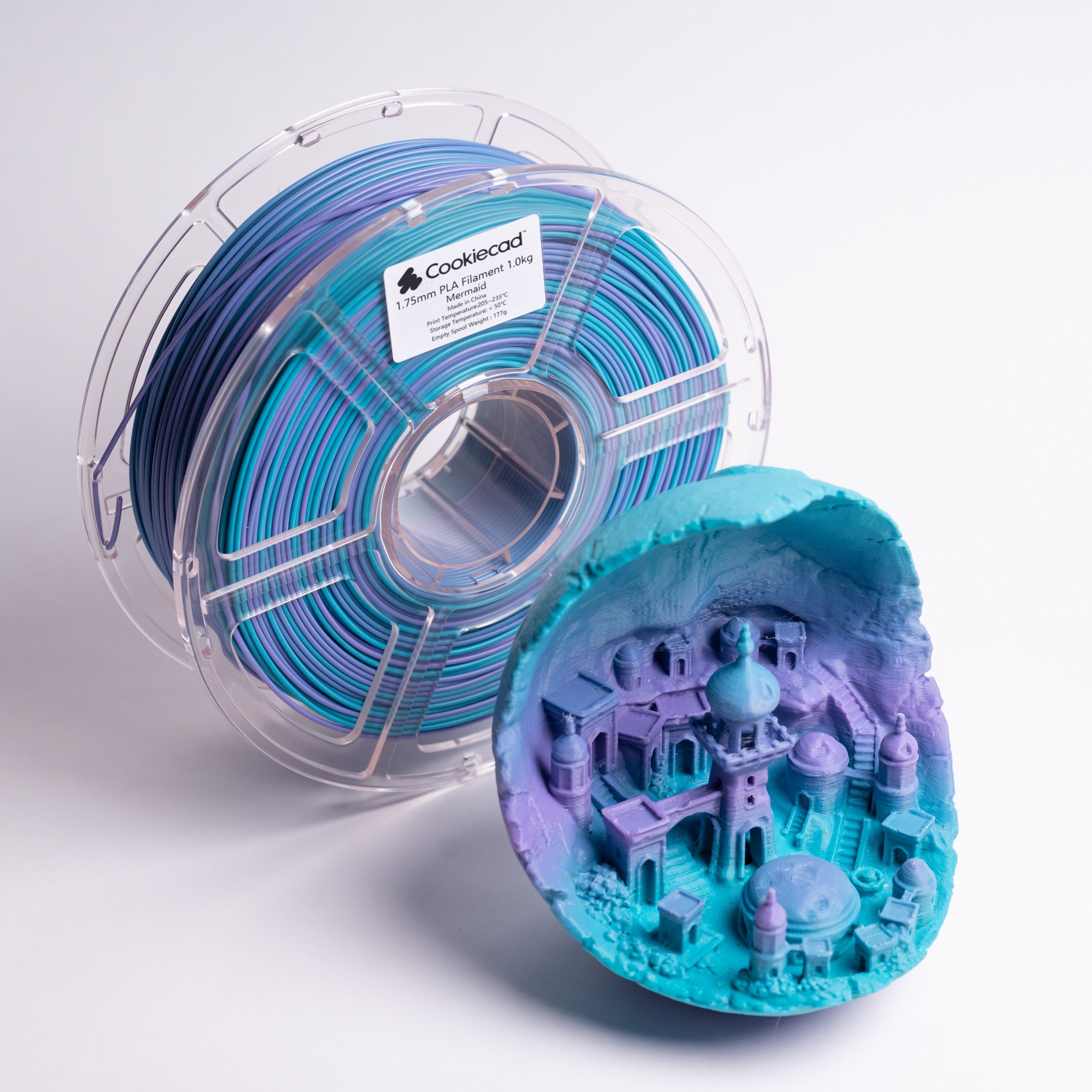 Zeemeermin PLA-filament (paars, blauw en groen), 1,75 mm, 1 kg