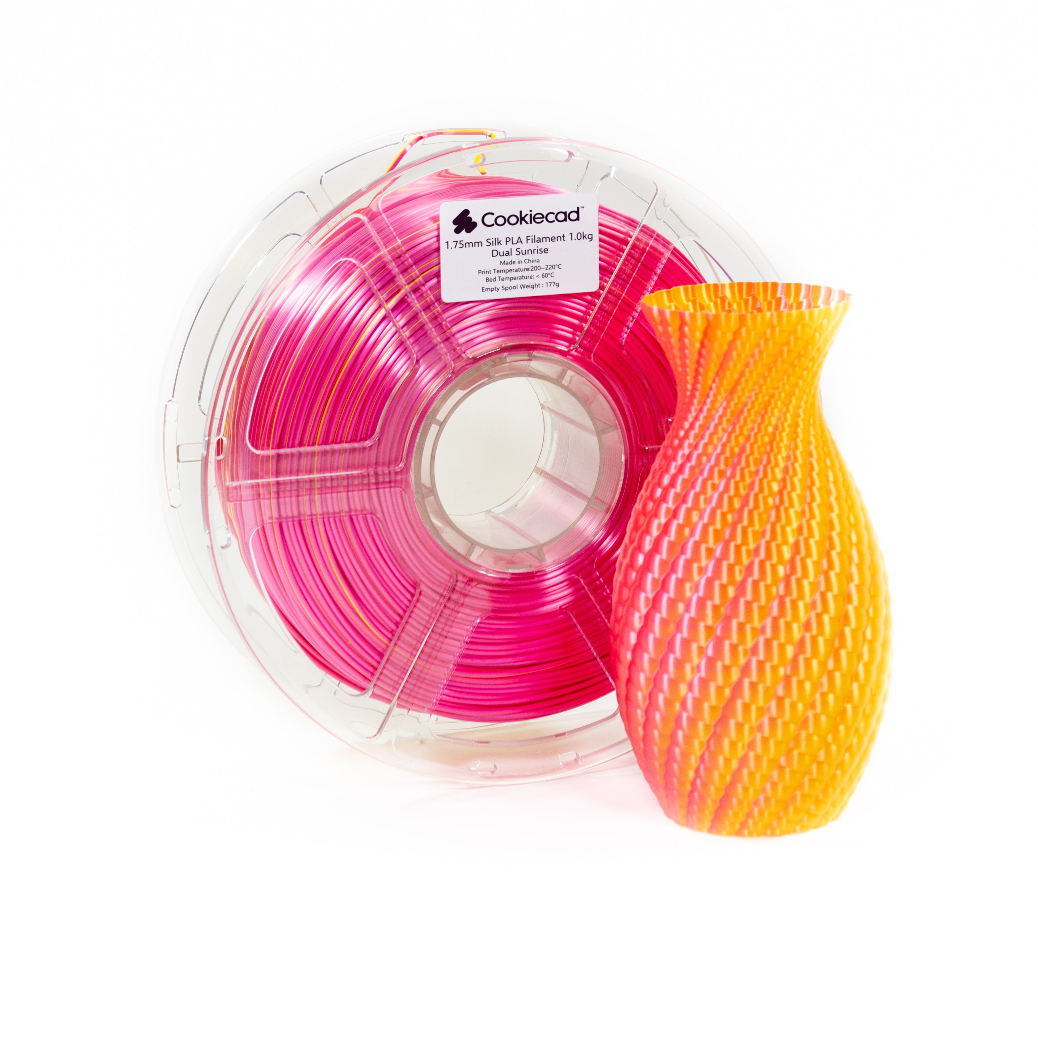SILK Dual Sunrise (roze - geel) PLA-filament 1,75 mm, 12 x 1 kg