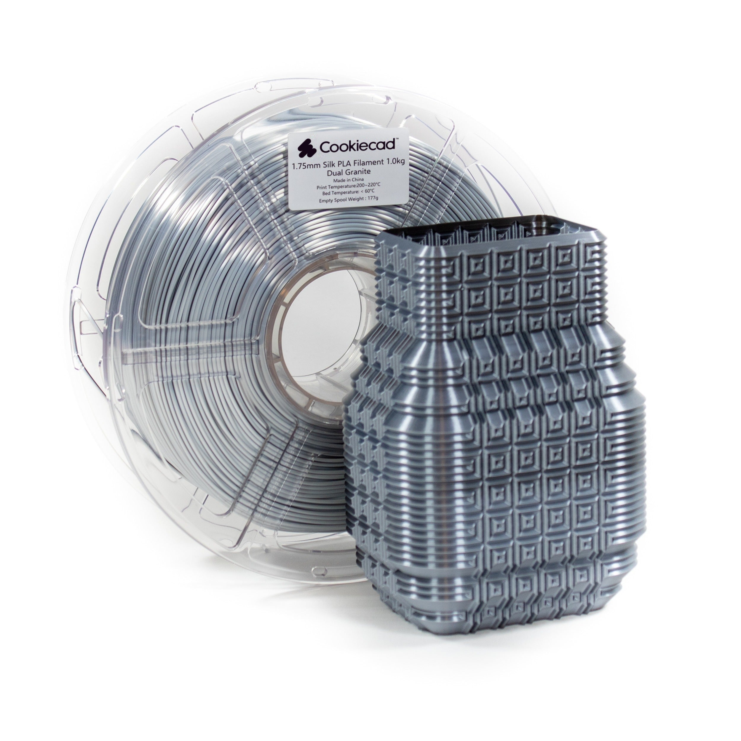 SILK Dual Granite PLA (grijs/lichtgrijs) filament 1,75 mm, 12 x 1 kg