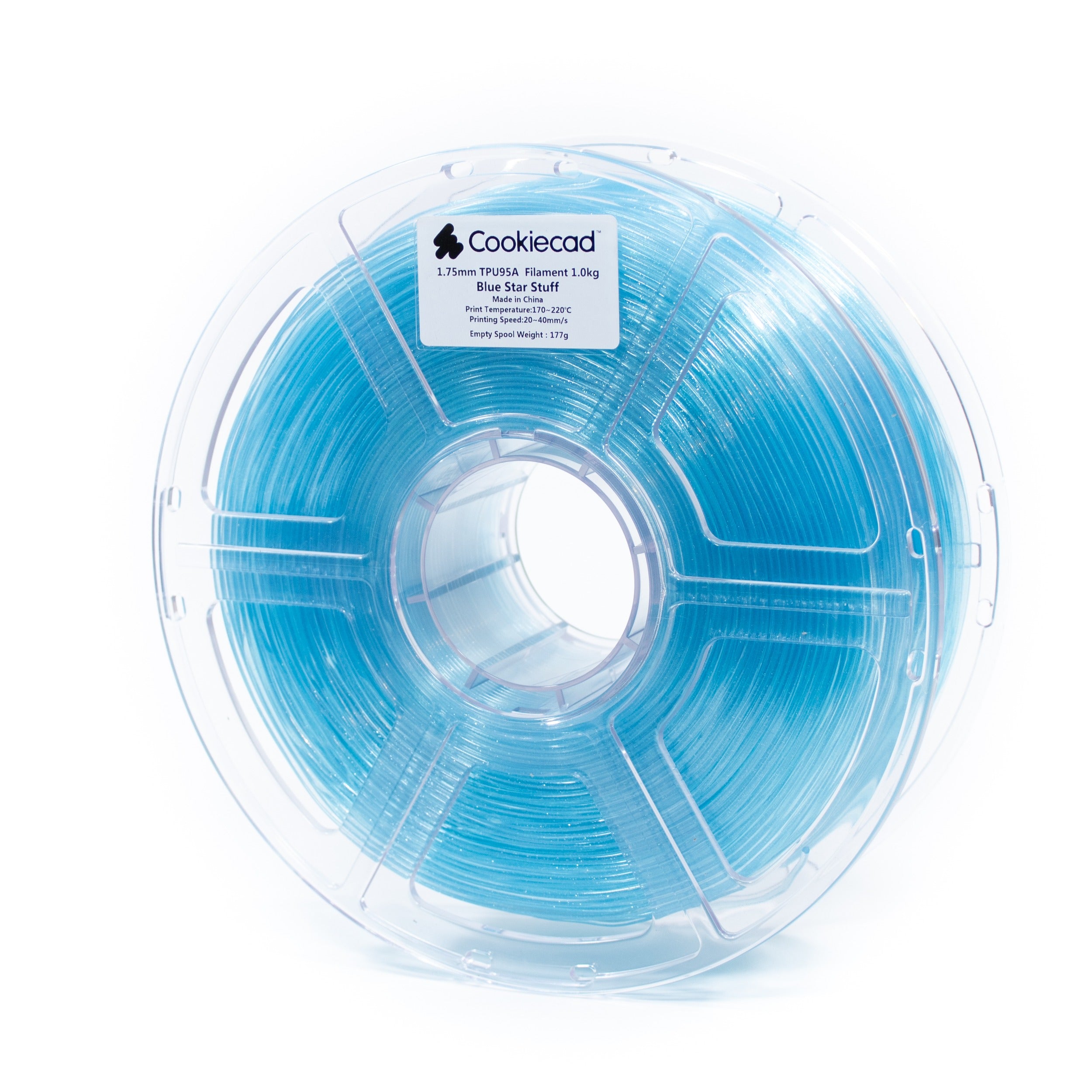 Cookiecad Blue Star Stuff TPU filament spool